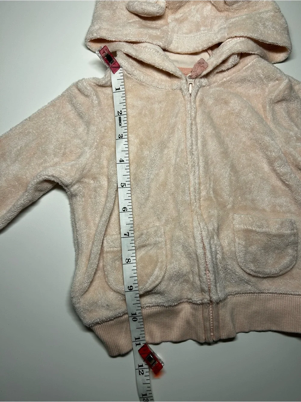 Carter's Plush Hooded Zip Jacket in Pale Pink with Ears